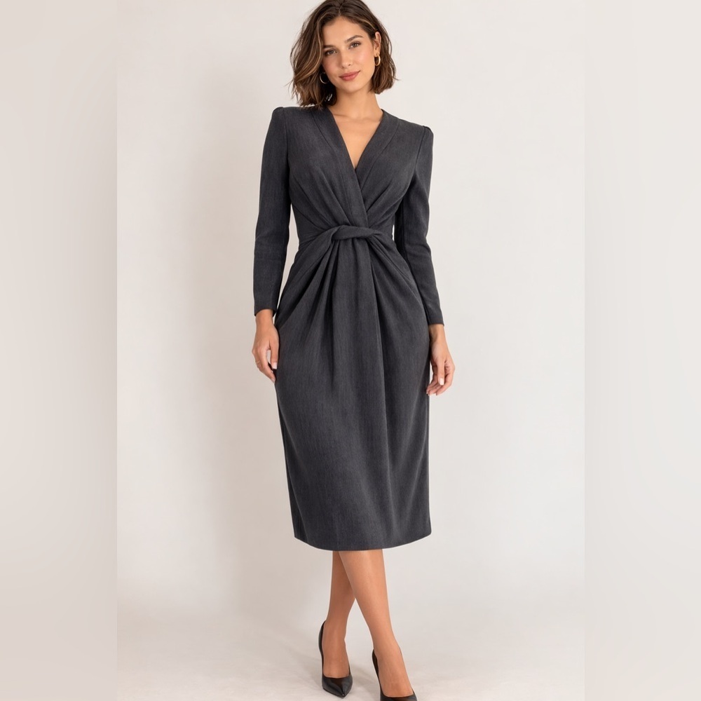 BCBGMAXAZRIA Long sleeve front twisted dress XS